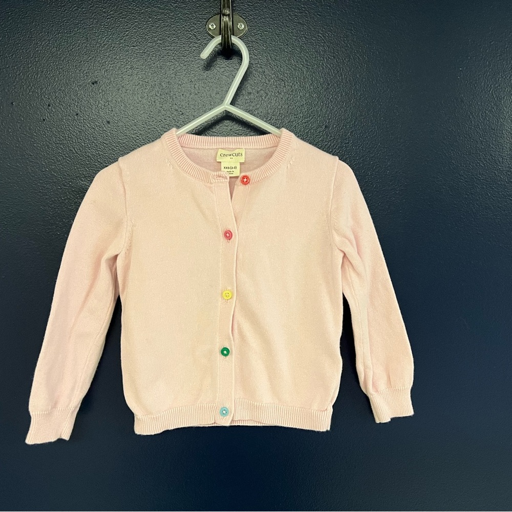 Crewcuts cardigan - pink, size 3, colored buttons!